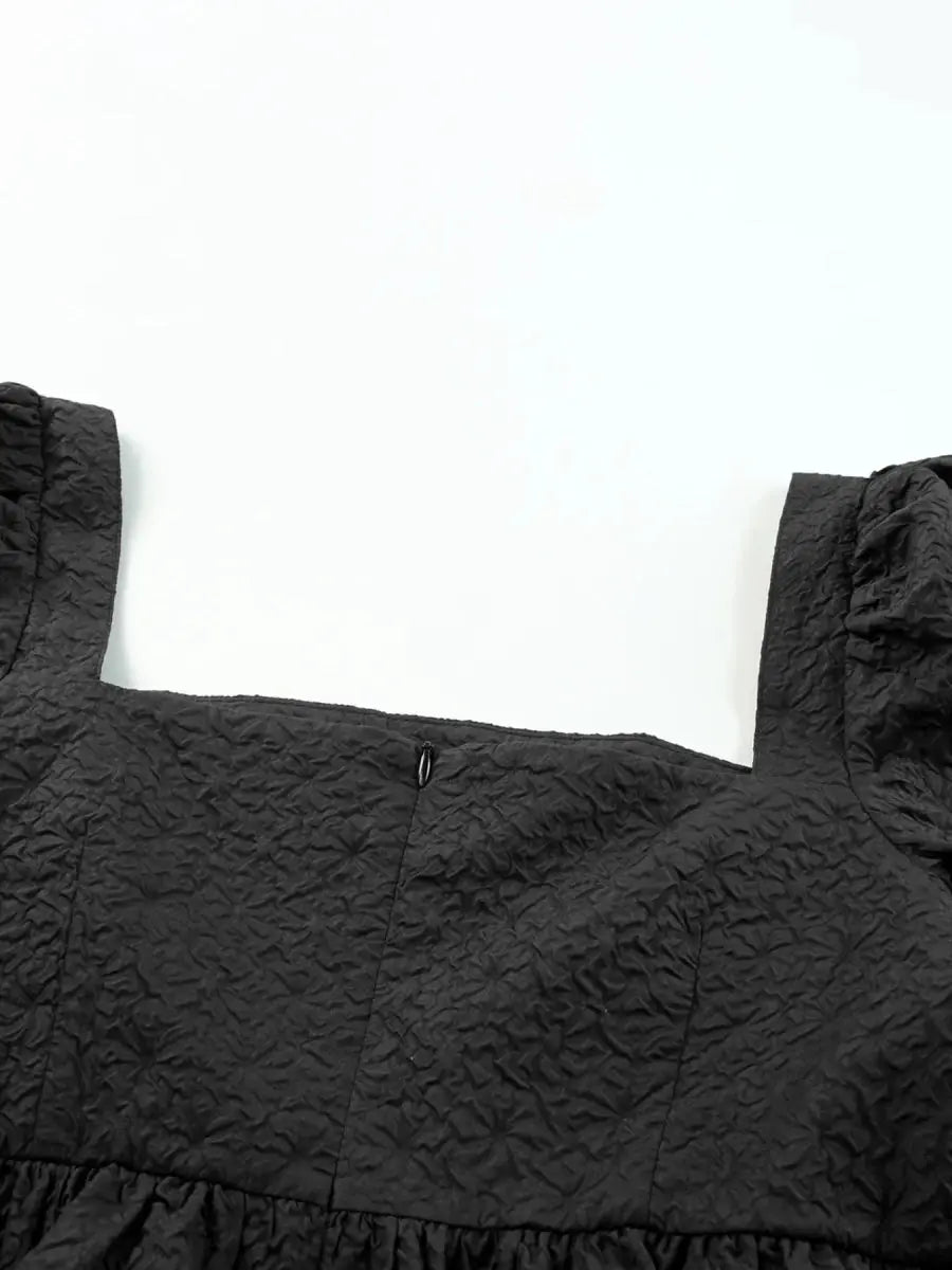 Peplum Blouse Blouse - Textured Square Neck - Peplum Top
