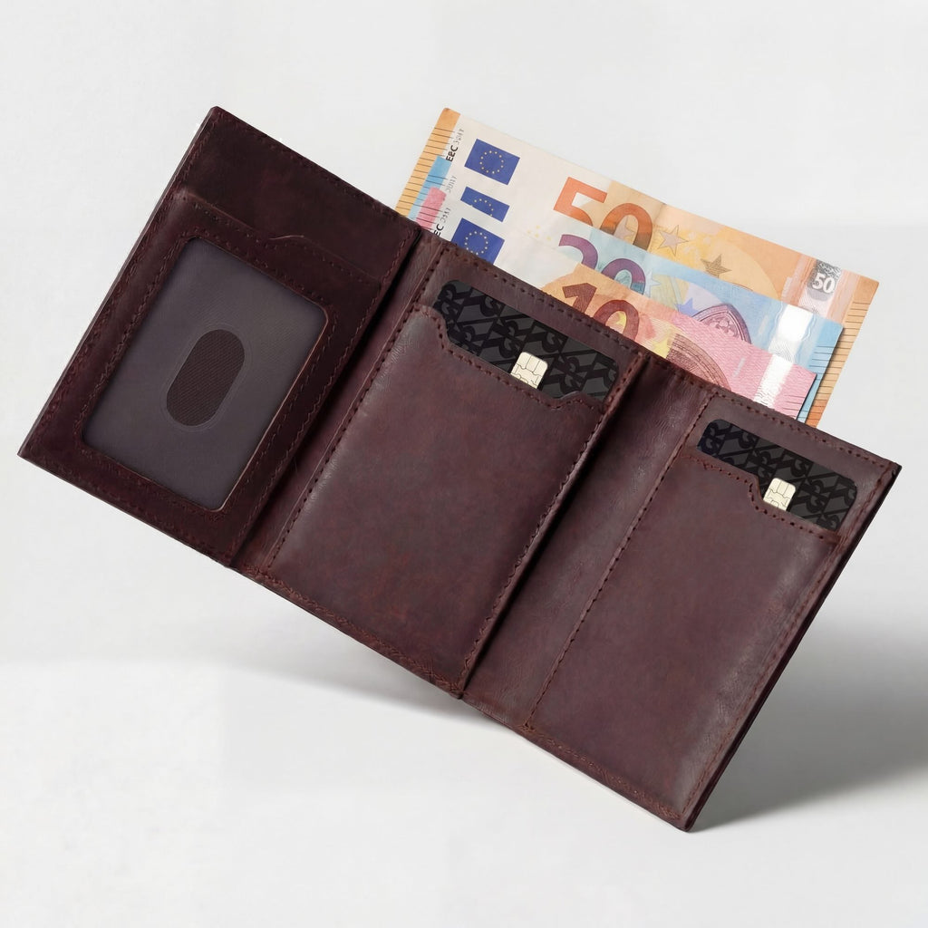 Robust Leather Wallet — Full-Grain Vegetable-Tanned, RFID Blocking, Pop-Up Card | Robust