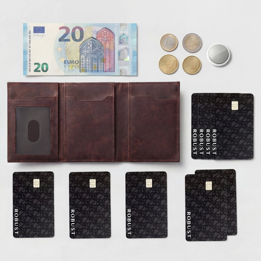 Robust Leather Wallet — Full-Grain Vegetable-Tanned, RFID Blocking, Pop-Up Card | Robust
