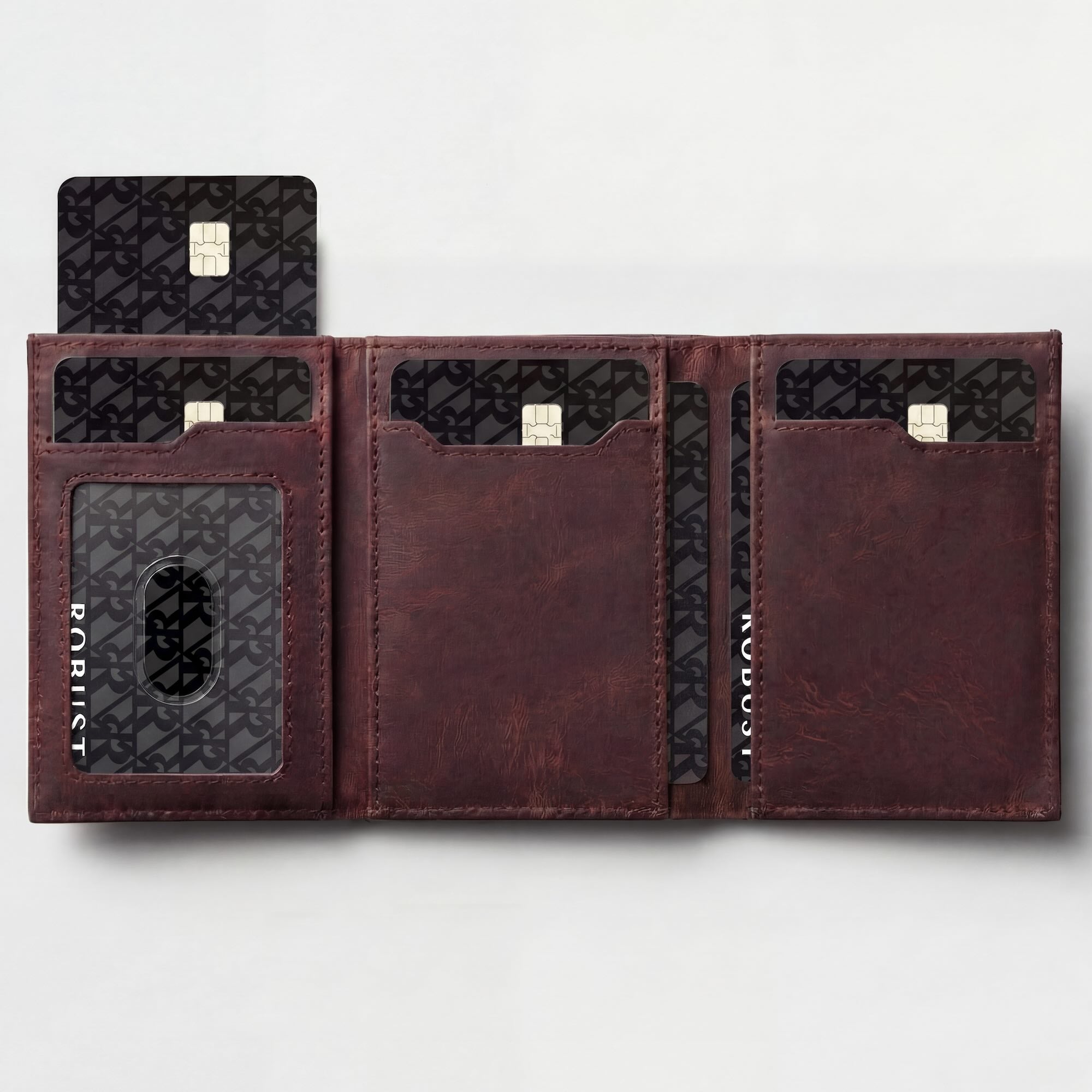 Robust Leather Wallet — Full-Grain Vegetable-Tanned, RFID Blocking, Pop-Up Card | Robust