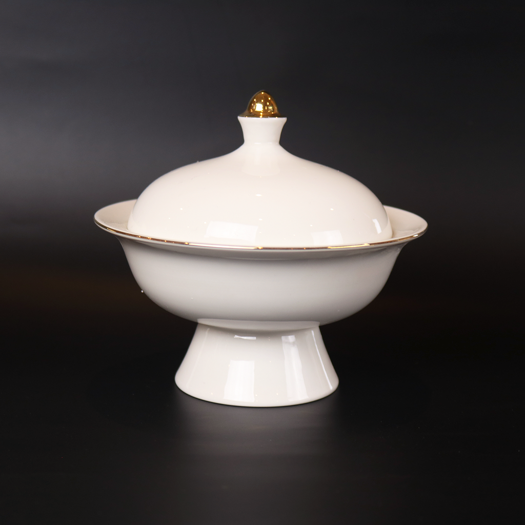 White Versailles Soup Bowl with Lid — Set of 4 | French-Inspired Porcelain | Little White Dish