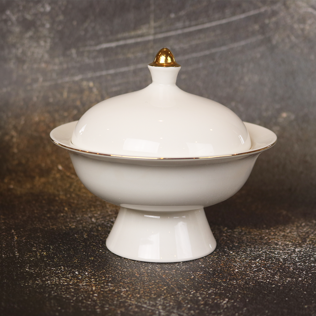 White Versailles Soup Bowl with Lid — Set of 4 | French-Inspired Porcelain | Little White Dish