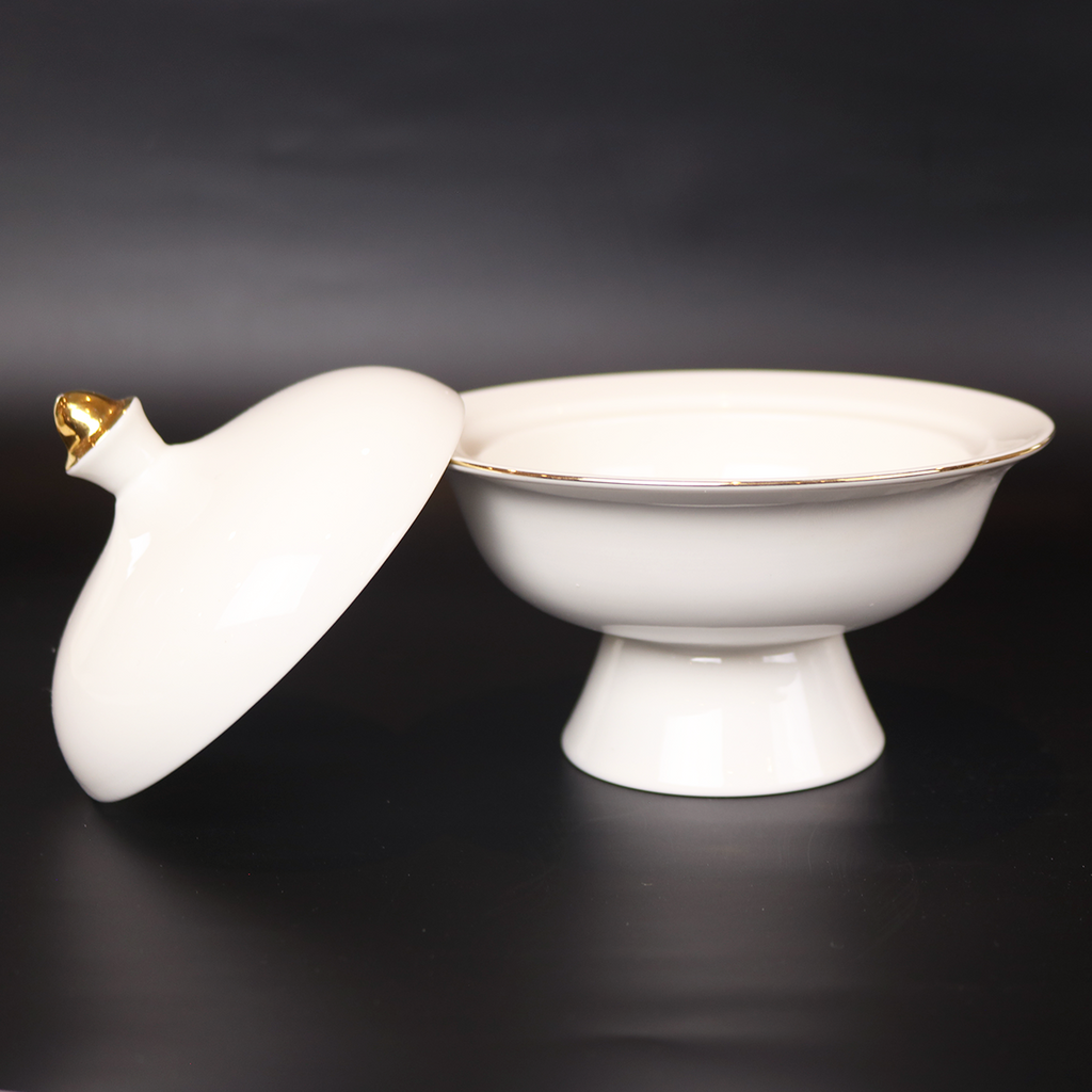White Versailles Soup Bowl with Lid — Set of 4 | French-Inspired Porcelain | Little White Dish